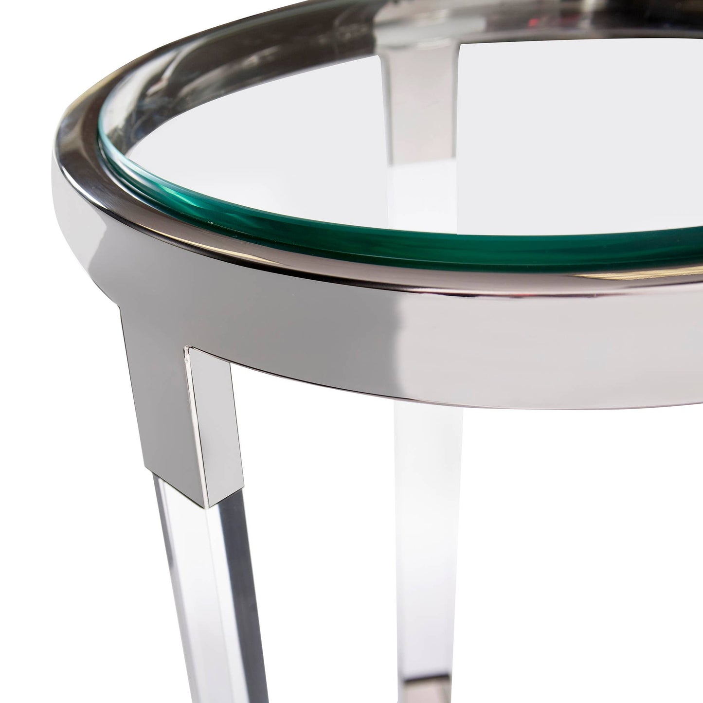 Round Stainless Steel & Acrylic Side Table