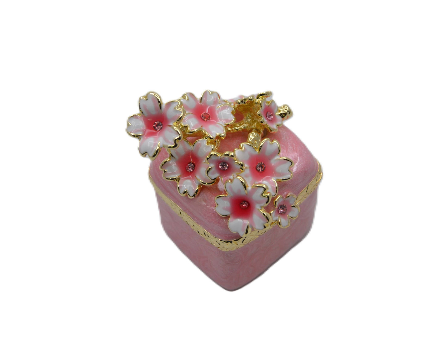 Jeweled Floral Trinket Box. Hand Set Austrian Crystals