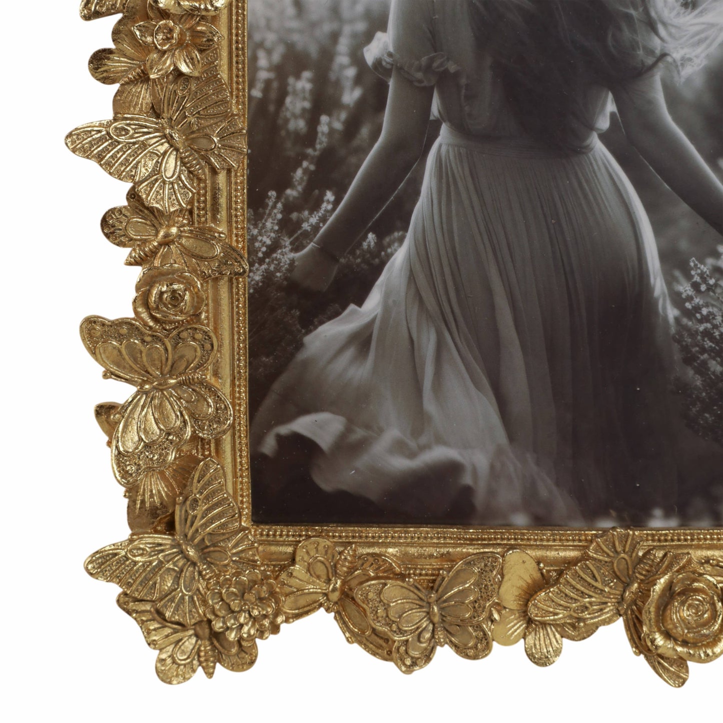 5 in. x 7 in. Gold Resin Butterflies Photo Frame