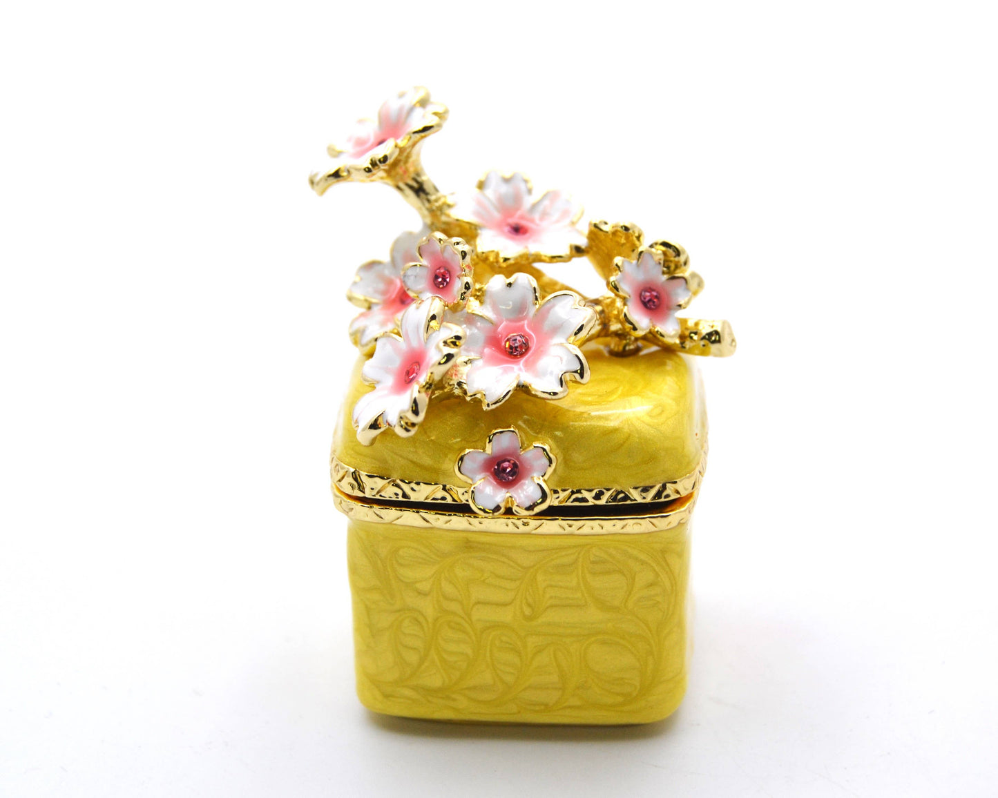 Jeweled Floral Trinket Box. Hand Set Austrian Crystals