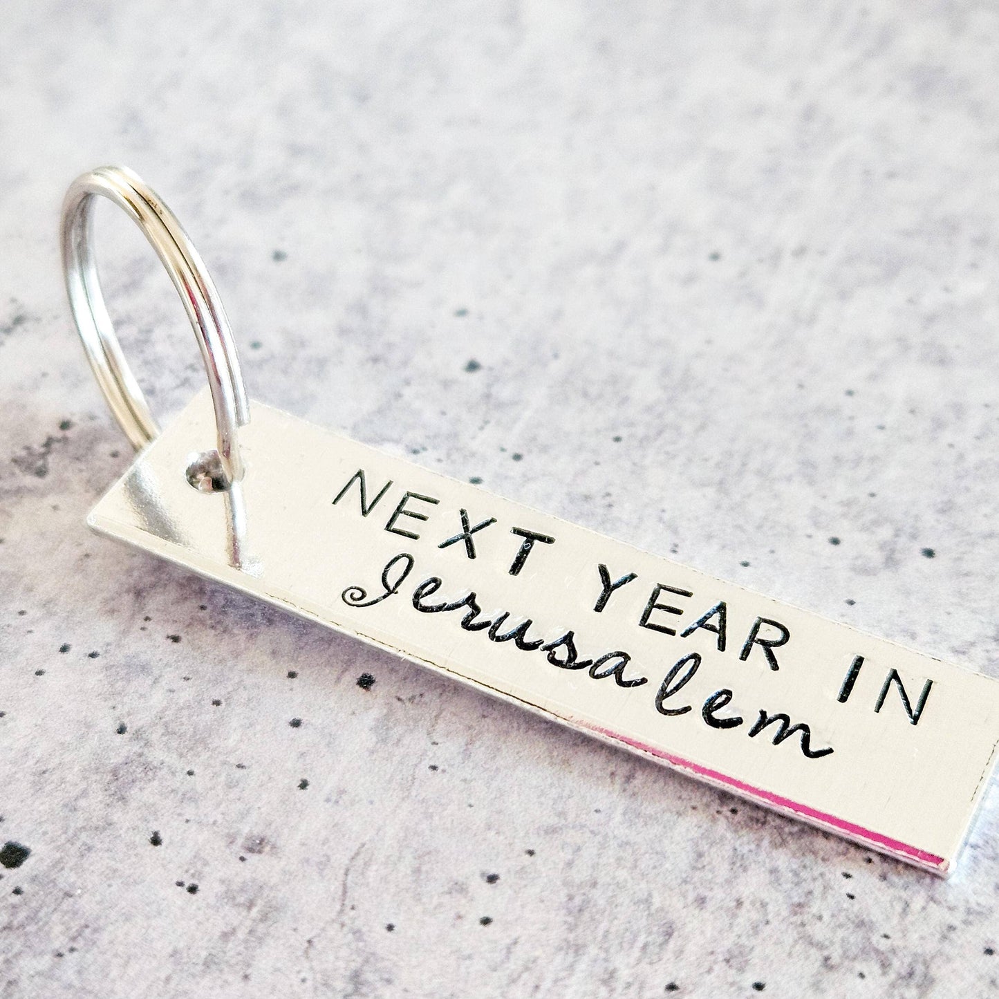 Next Year in Jerusalem Silver Aluminum Keychain