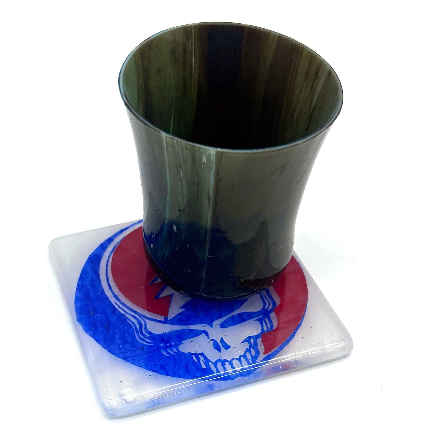 Steal Your Face Grateful Dead Handmade 4" Single Fused Glass Coaster