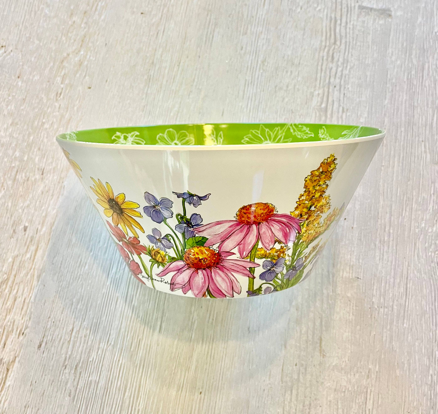 Wildflower Floral Serving Salad Pasta Bowl with Servers