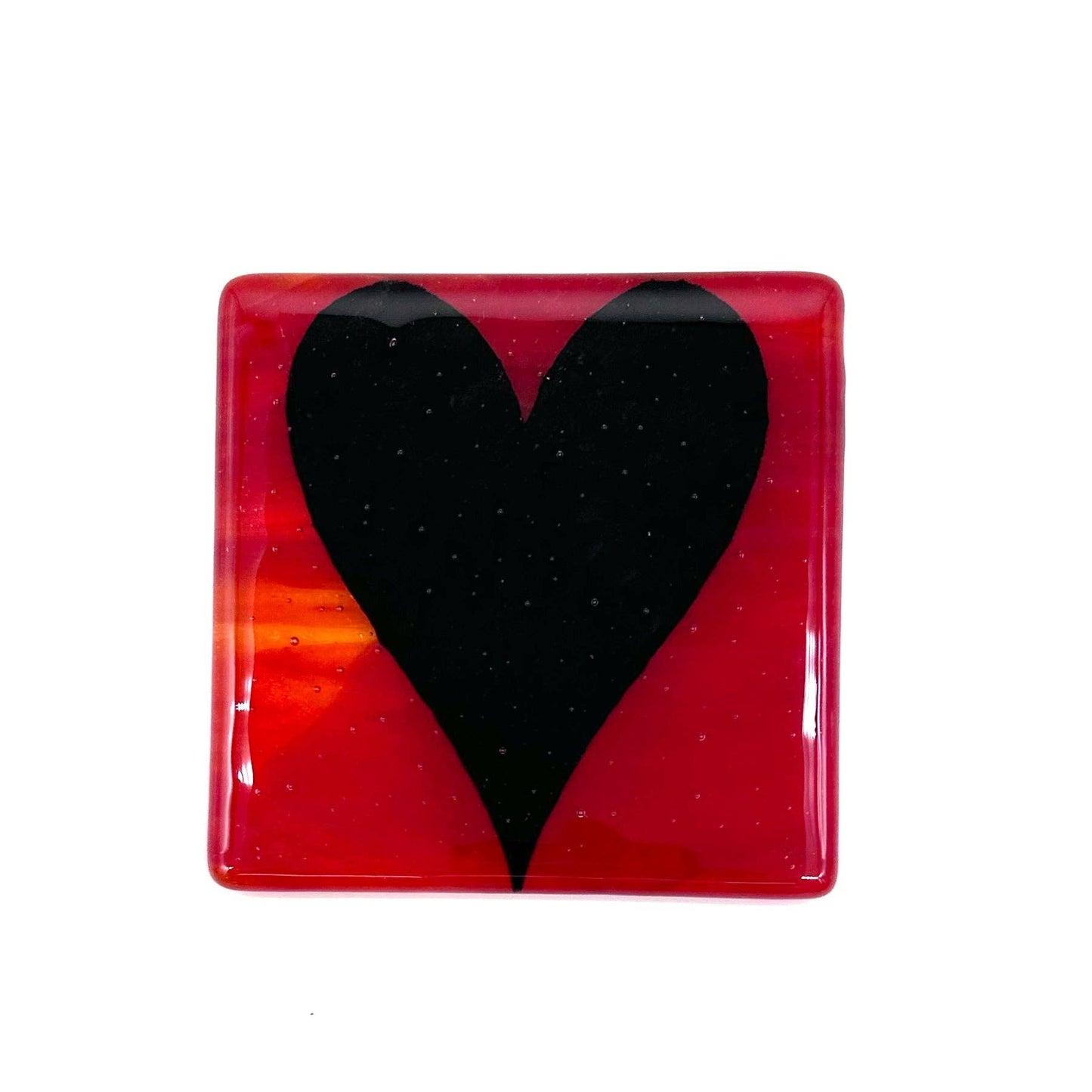 Black Heart Fused Glass 4" Single Coaster