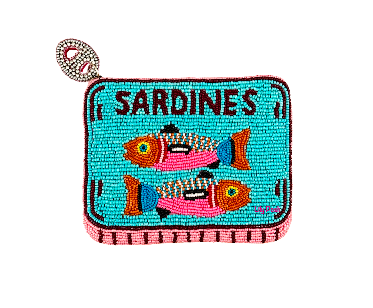 Sardines Beaded Coin Purse (Turquoise/Red/Orange)