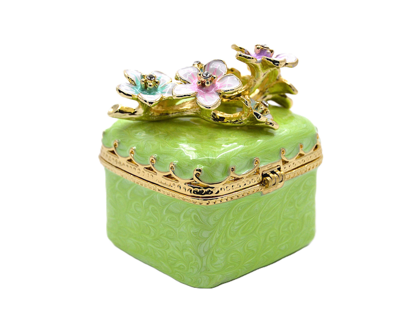 Decorative Cherry Blossom Flower Trinket Box. Hand Crafted