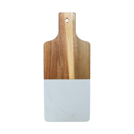 White Marble and Acacia Wood Handled  Bread Board