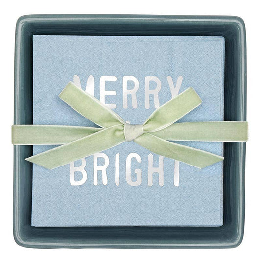 Face to Face Ceramic Tray + Napkins - Merry & Bright