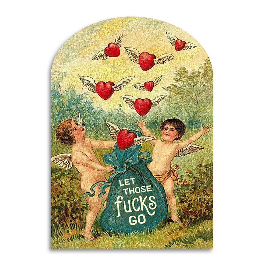 Let Those Fucks Go - Funny Vintage Style Card