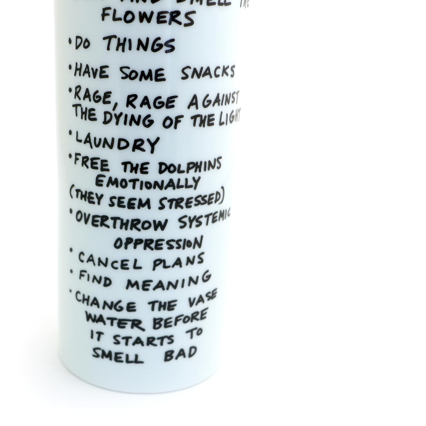 To Do List Whimsical Vase , tall porcelain funny vase