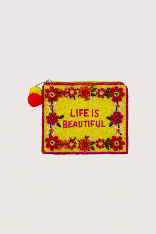 Life is Beautiful Beaded Pouch