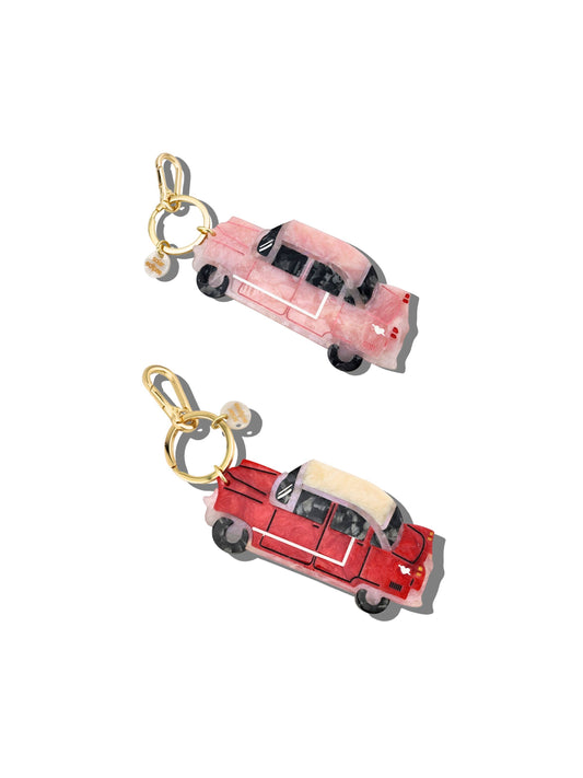 Hand-painted Vintage Car Bag Charm + Keychain | Eco-Friendly