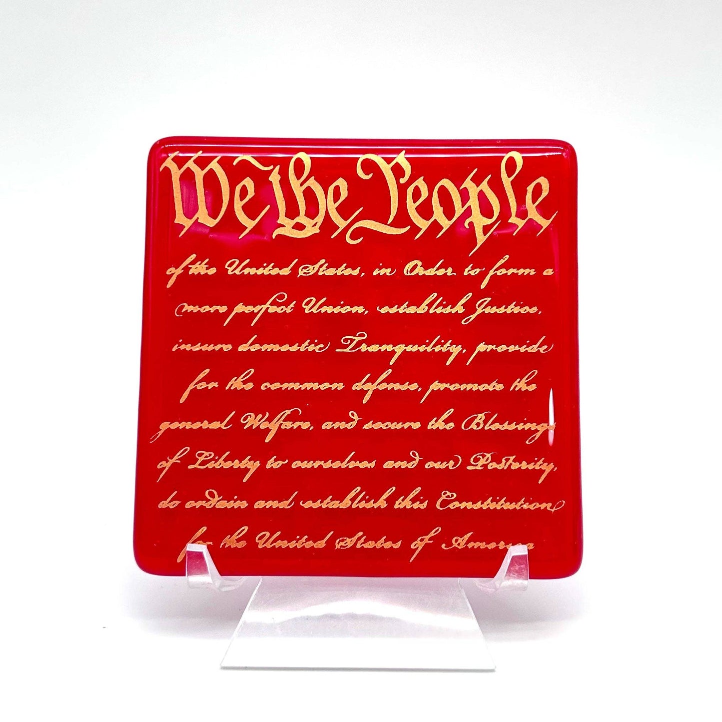 We The People Handmade 4" Handmade Fused Glass Coaster