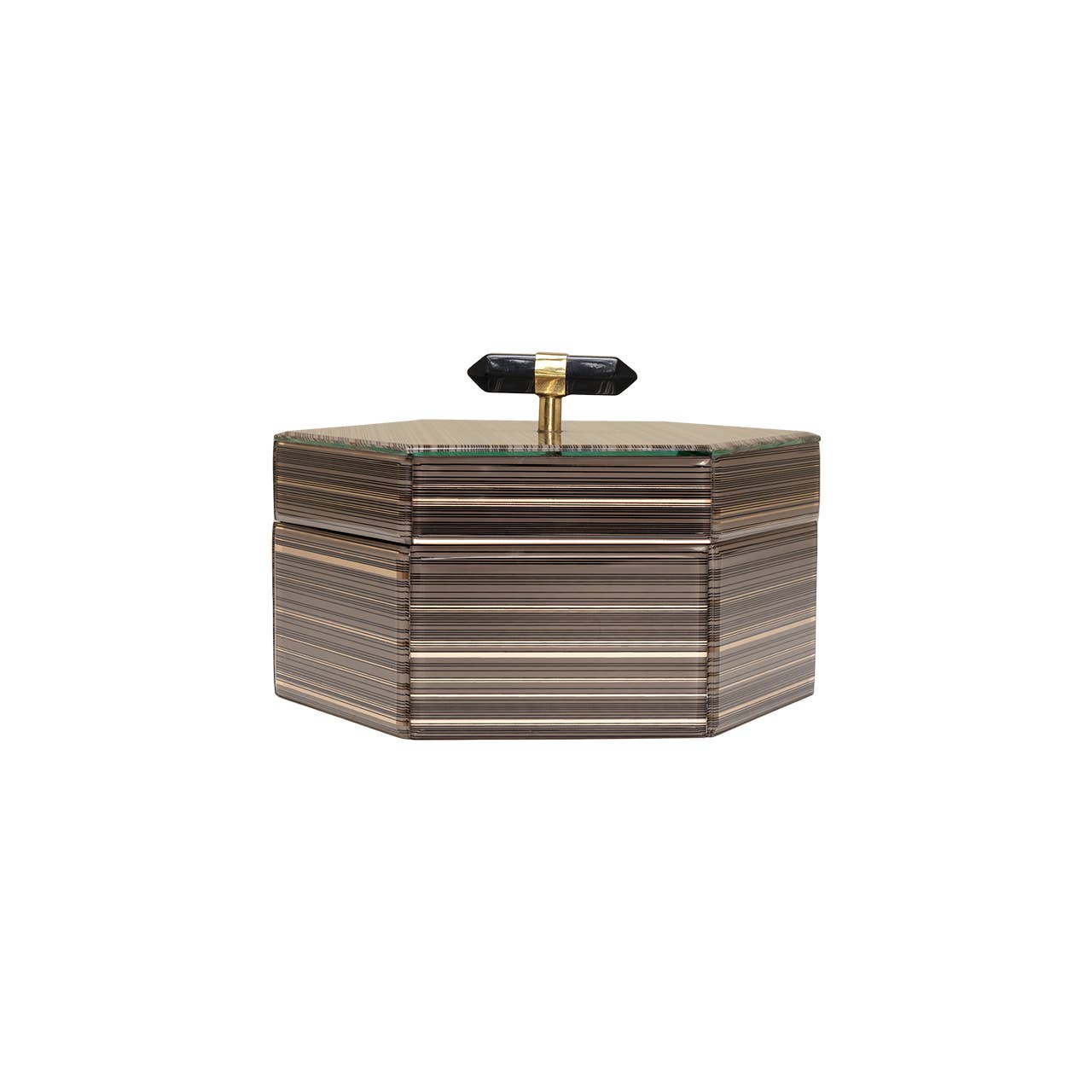 Brown Hexagon Decorative Box, 9"L