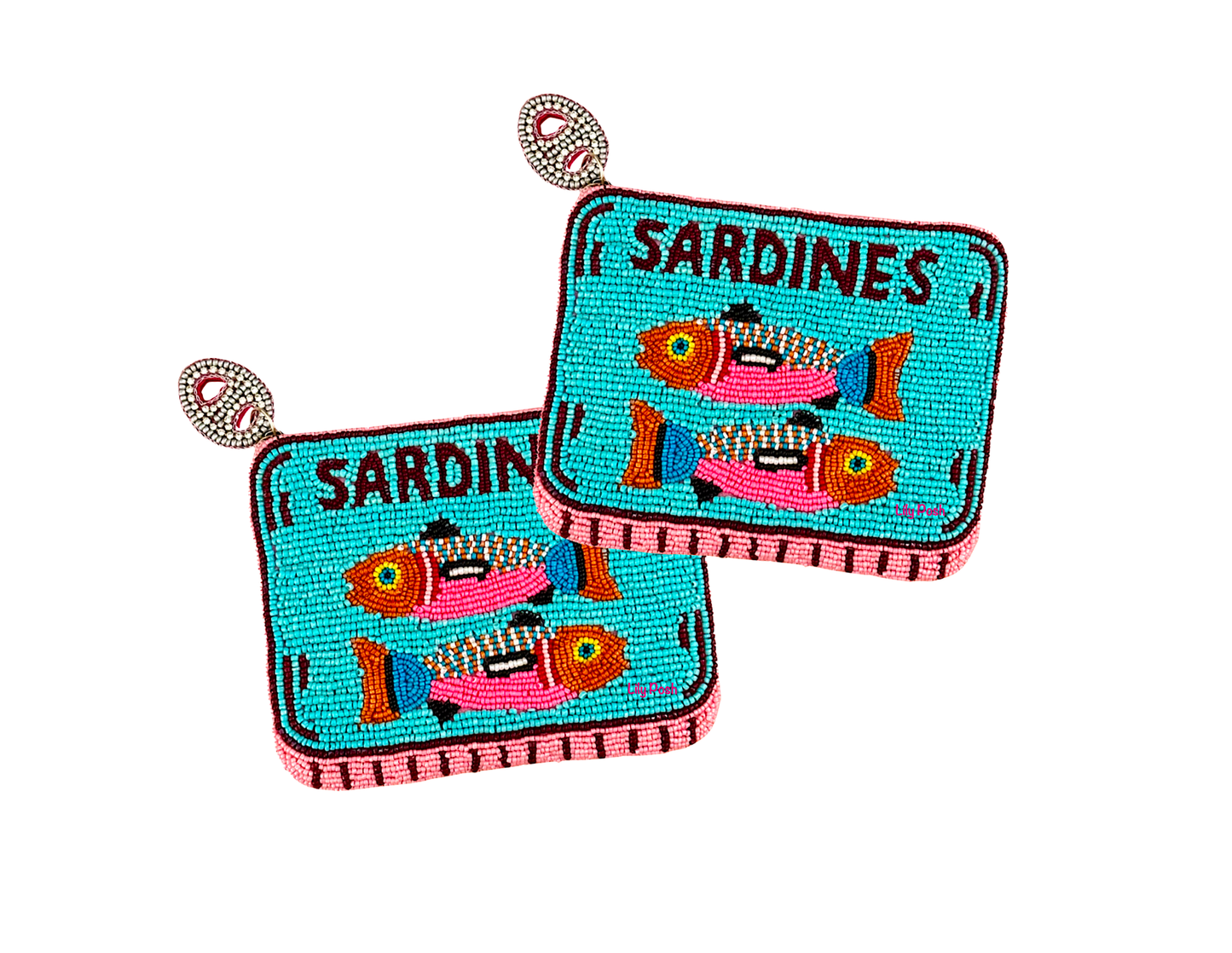 Sardines Beaded Coin Purse (Turquoise/Red/Orange)