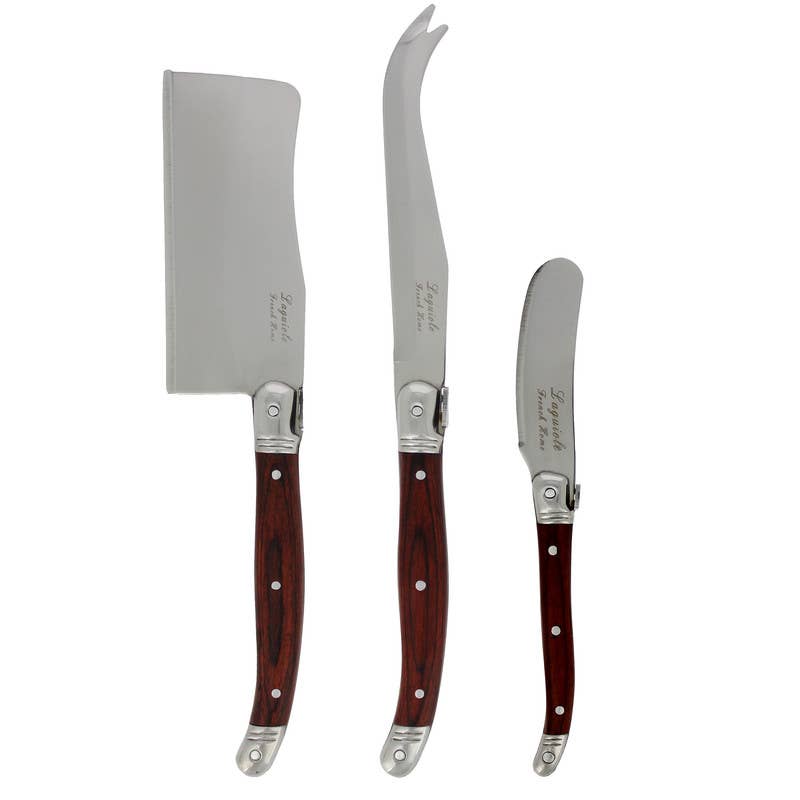 French Cheese Knife Set, 3 Piece, Pakkawood