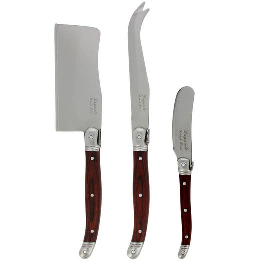 French Cheese Knife Set, 3 Piece, Pakkawood