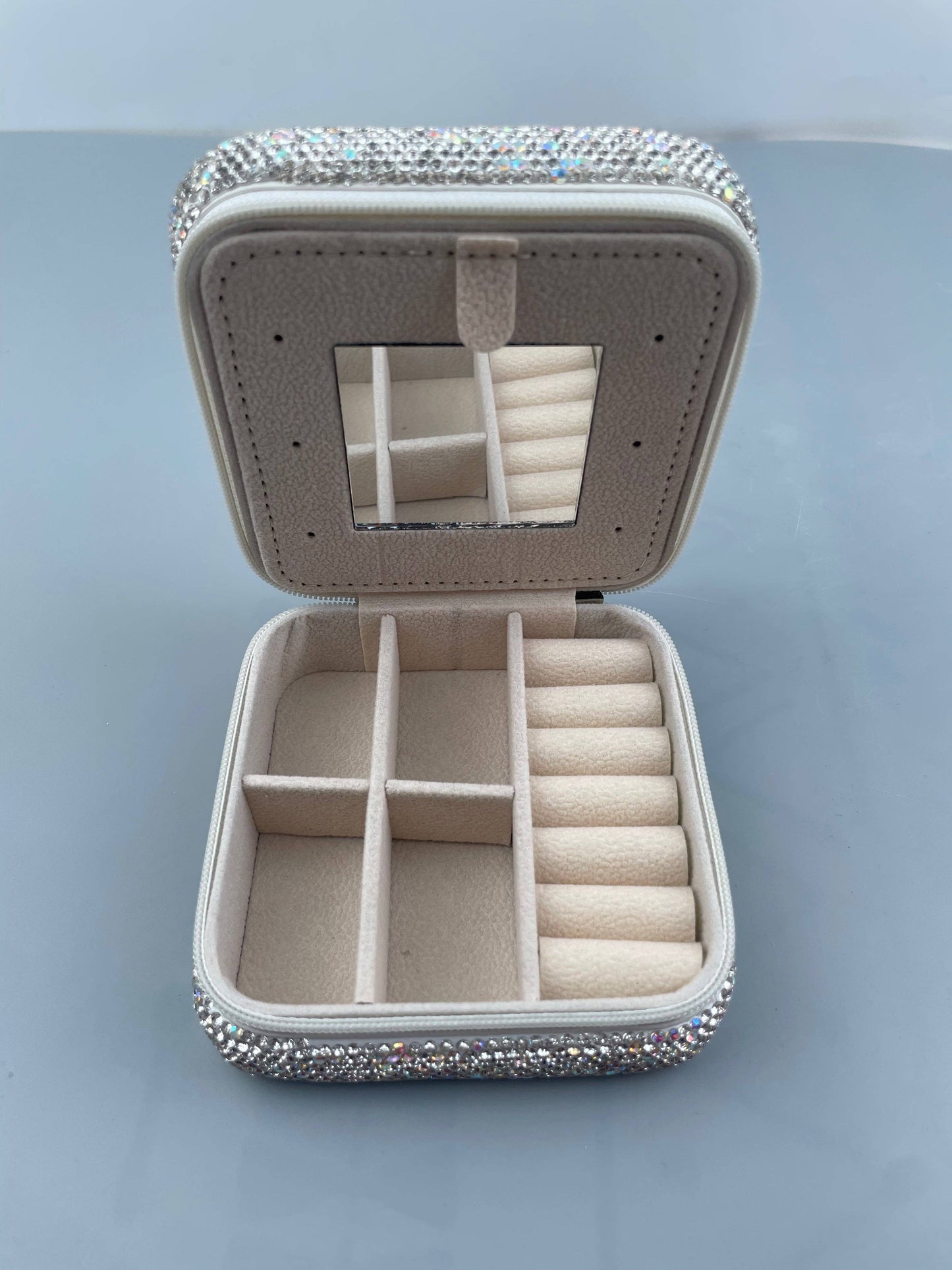 Ceramic Rhinestone Mini Travel Jewelry Box