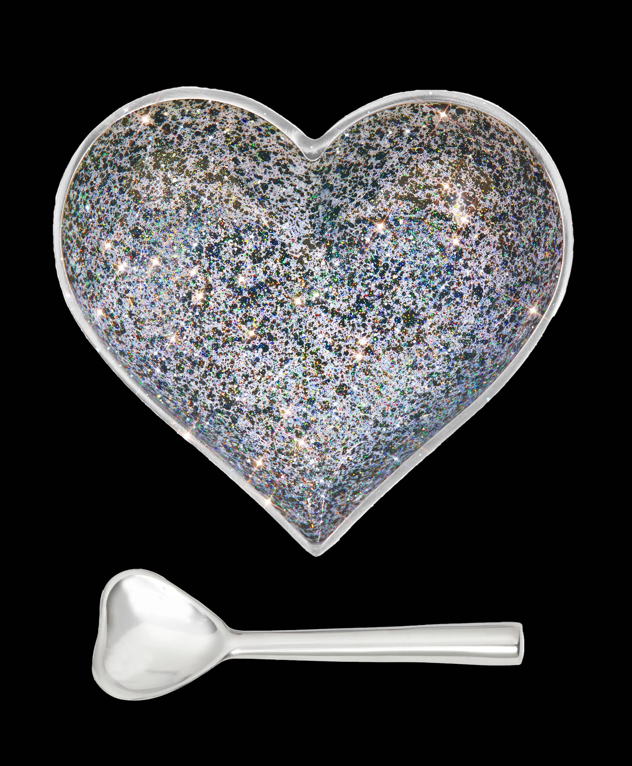Happy Sparkly Black & White Heart with Heart Spoon - Thumbnail 2