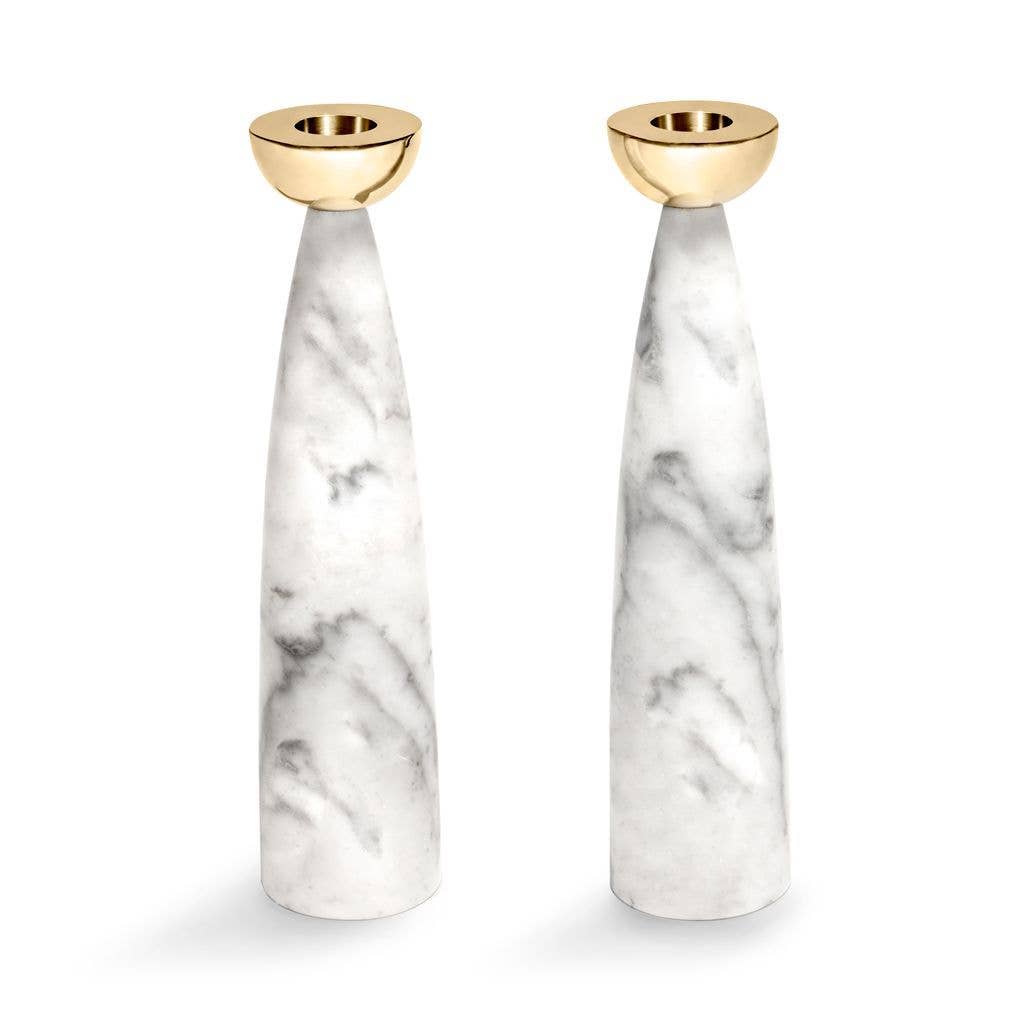 Coluna Candle Holders, Marble & Gold, Set of 2 (Almost Sold out)