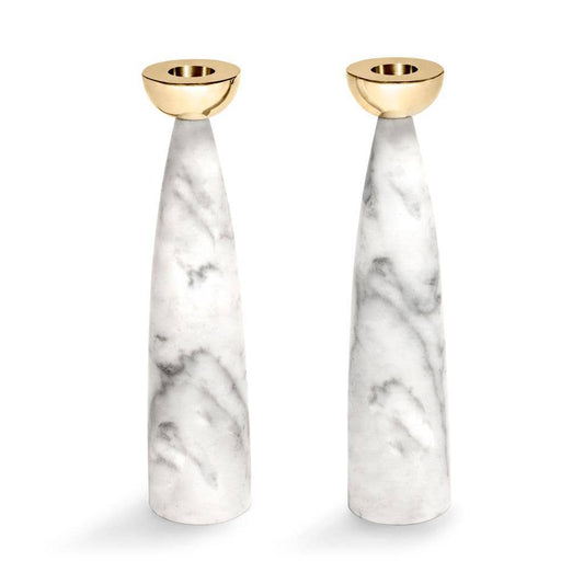 Coluna Candle Holders, Marble & Gold, Set of 2 (Almost Sold out)
