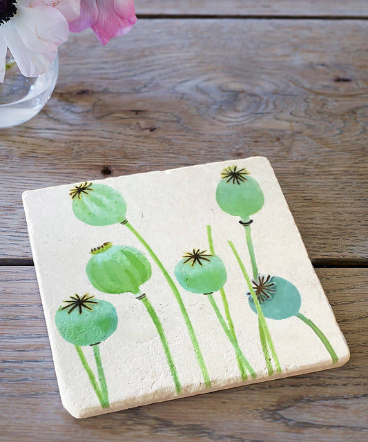 Poppy Pods on Ecru Trivet