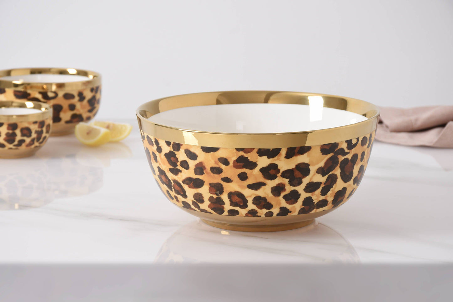 Large Leopard Bowl in Porcelain