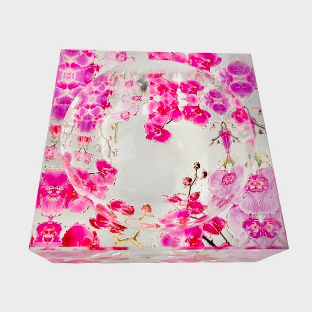 Lucite Candy Dish - Garden Pink