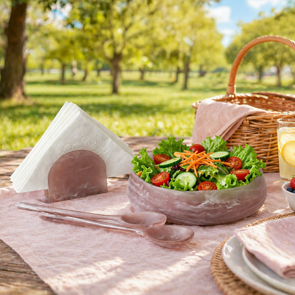 Resin Taupe Meadow Salad Servers