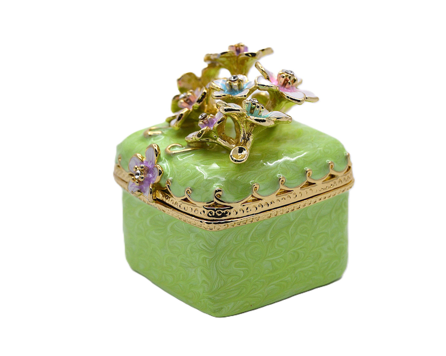 Decorative Cherry Blossom Flower Trinket Box. Hand Crafted