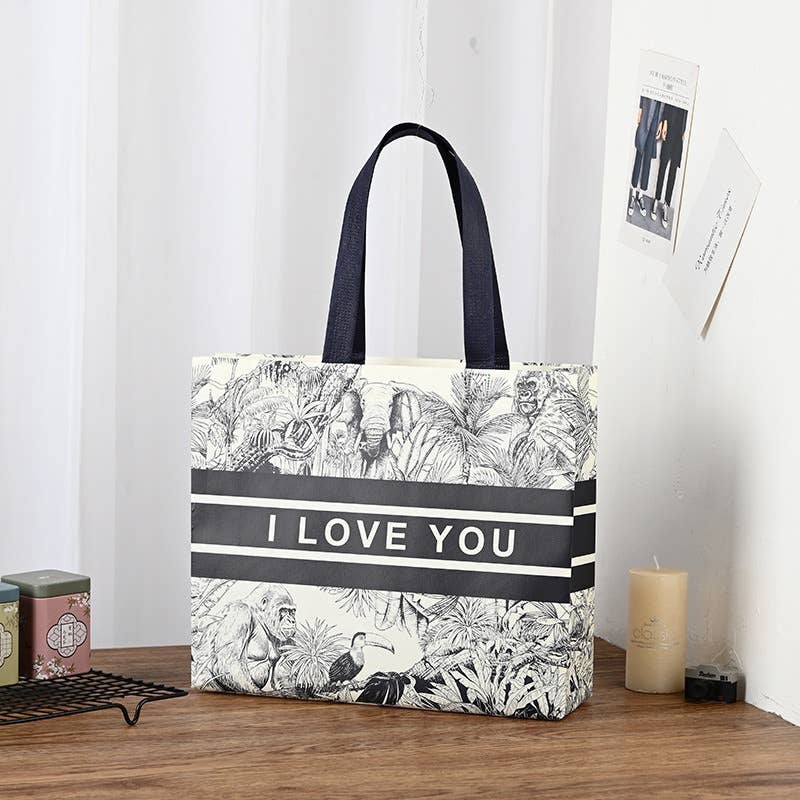 LOVE Black Stripe Jungle Non-woven Gift Bag