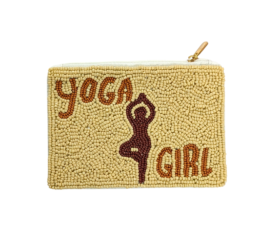 Ladies Yoga Girl Fully Beaded Coin Purse