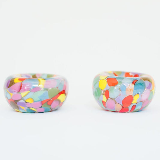 Glass Blown Mini Rainbow-Color Nest Bowl
