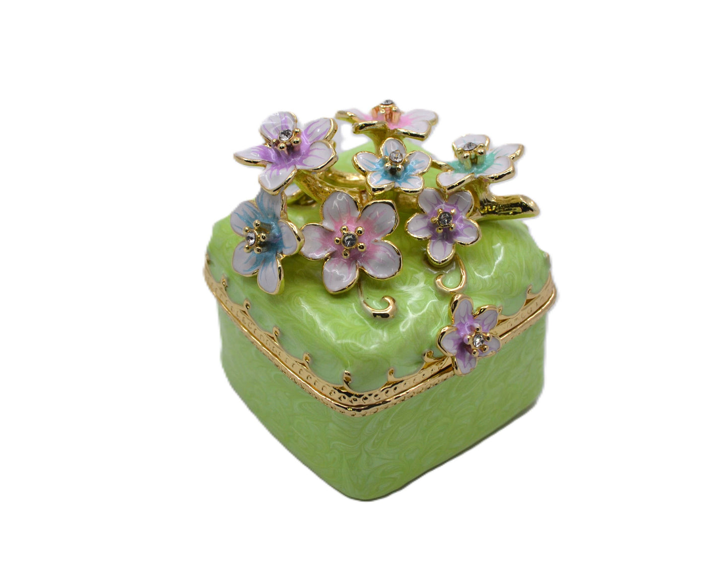 Decorative Cherry Blossom Flower Trinket Box. Hand Crafted