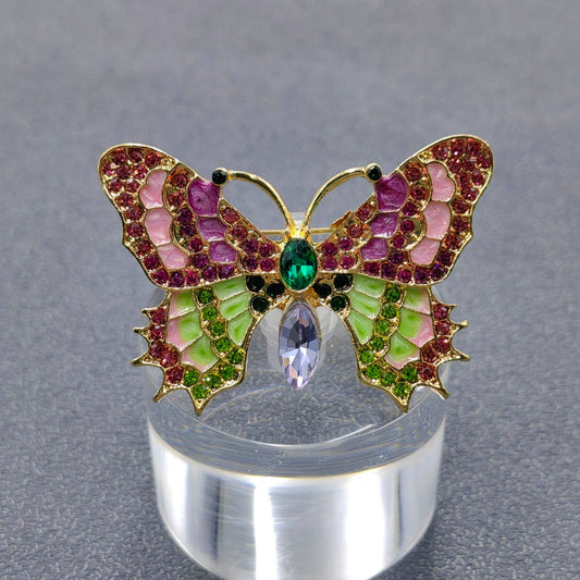 Vintage Rhinestone Enamel Butterfly Brooch