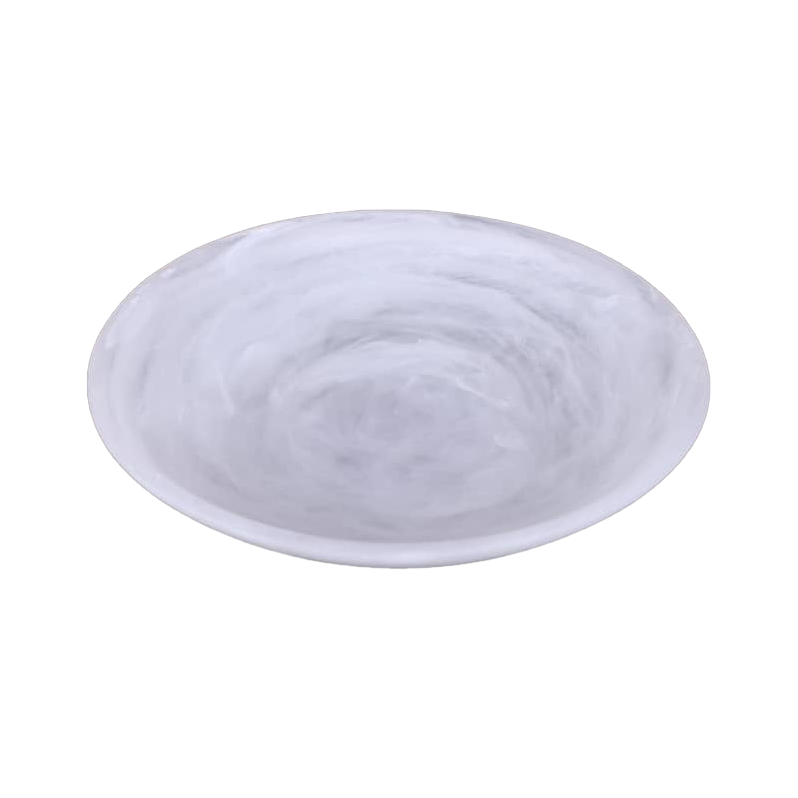 Resin White Swirl Salad Bowl (Shallow)