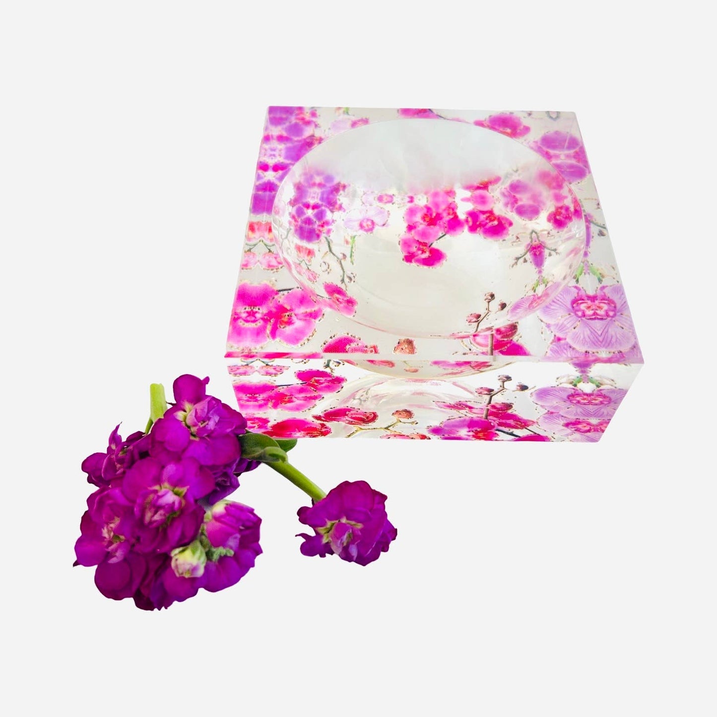 Lucite Candy Dish - Garden Pink