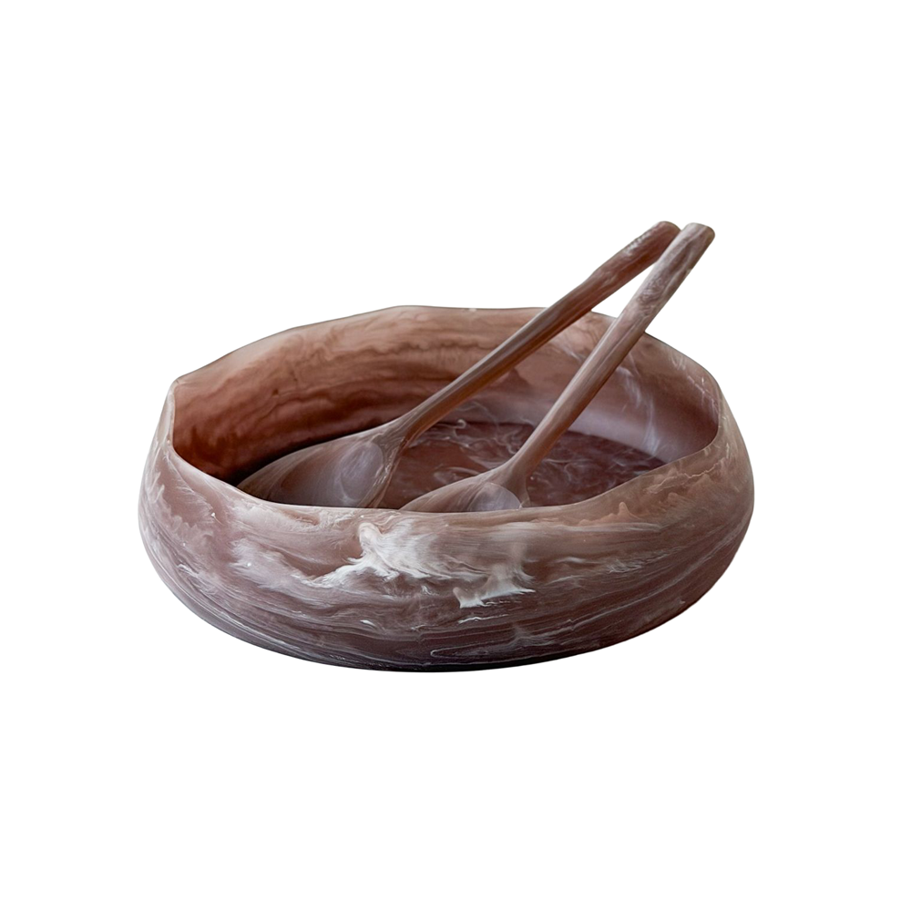 Resin Taupe Meadow Salad Bowl