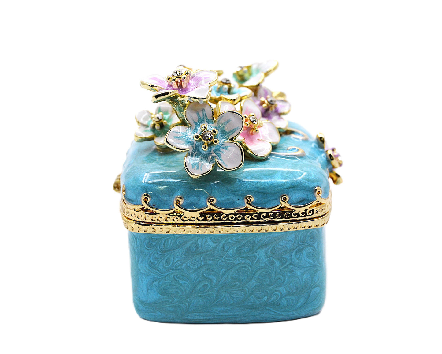 Decorative Cherry Blossom Flower Trinket Box. Hand Crafted